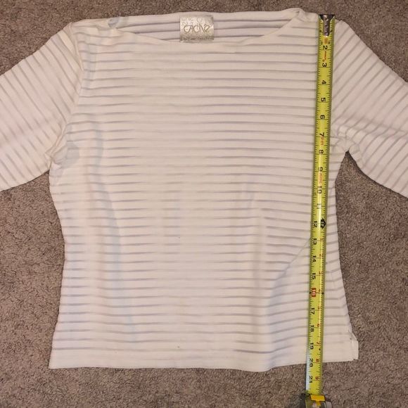 Cache White Striped Blouse Boat-neck Shirt, Size Small* - Picture 7 of 7
